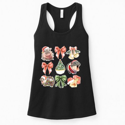 Moo Deng Coquette Christmas Womens Tank Top