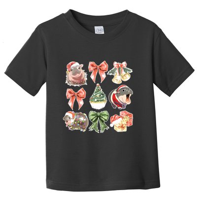 Moo Deng Coquette Christmas Toddler T-Shirt