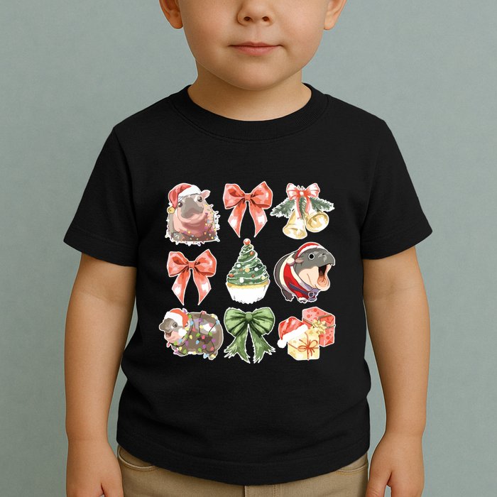 Moo Deng Coquette Christmas Toddler T-Shirt