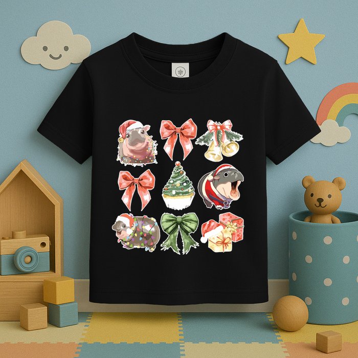 Moo Deng Coquette Christmas Toddler T-Shirt
