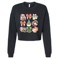 Moo Deng Coquette Christmas Cropped Pullover Crew