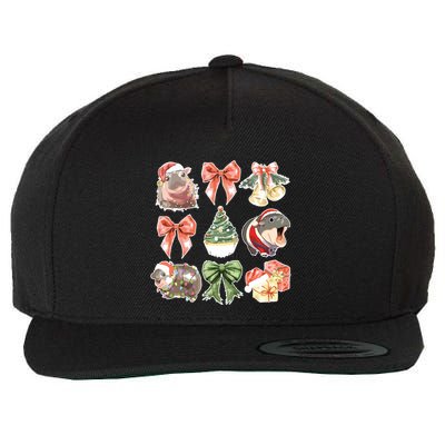 Moo Deng Coquette Christmas Wool Snapback Cap