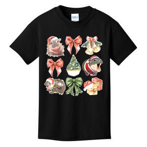 Moo Deng Coquette Christmas Kids T-Shirt