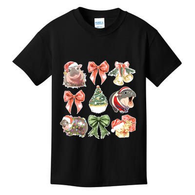 Moo Deng Coquette Christmas Kids T-Shirt