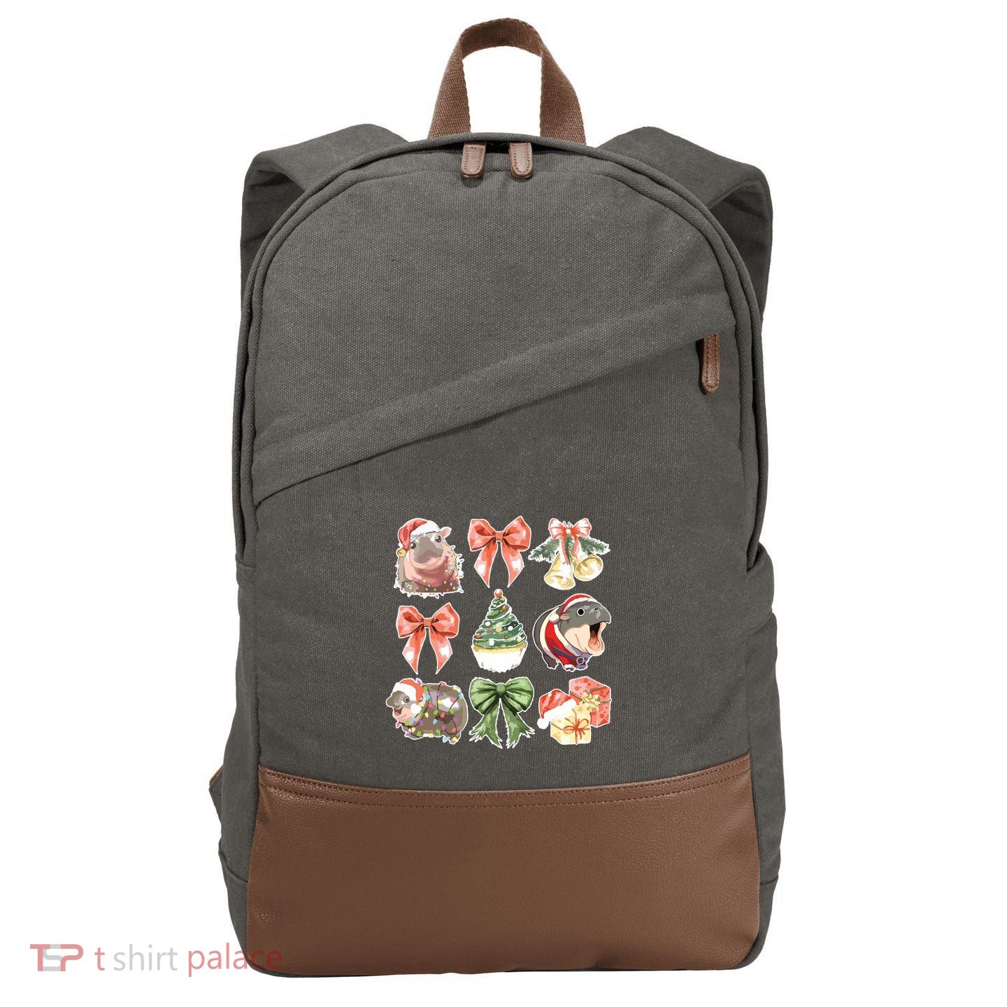 Moo Deng Coquette Christmas Cotton Canvas Backpack
