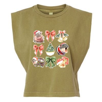 Moo Deng Coquette Christmas Garment-Dyed Women's Muscle Tee
