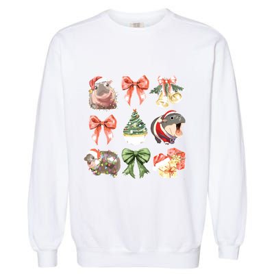Moo Deng Coquette Christmas Garment-Dyed Sweatshirt