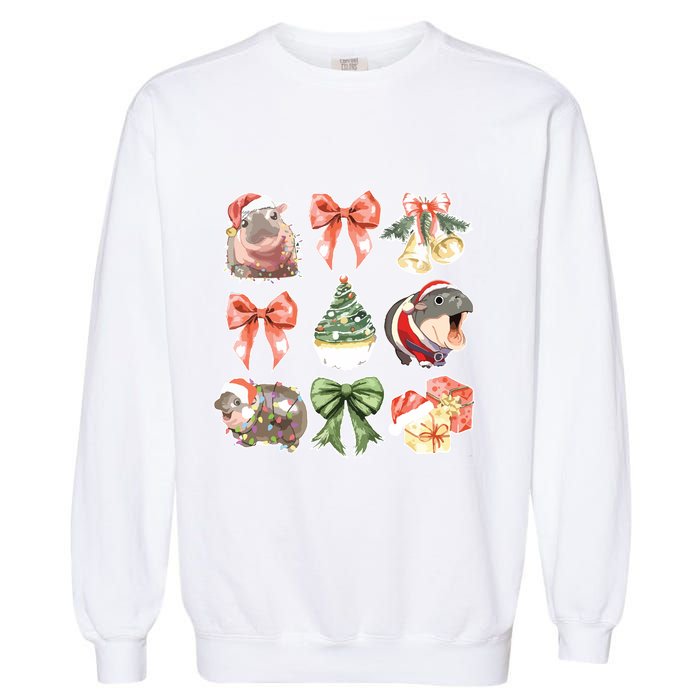 Moo Deng Coquette Christmas Garment-Dyed Sweatshirt