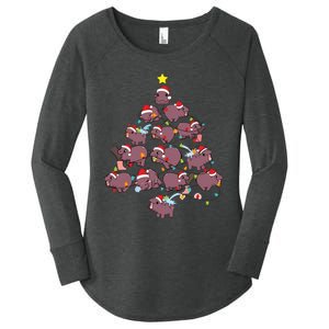 Moo Deng Christmas Tree Women's Perfect Tri Tunic Long Sleeve Shirt