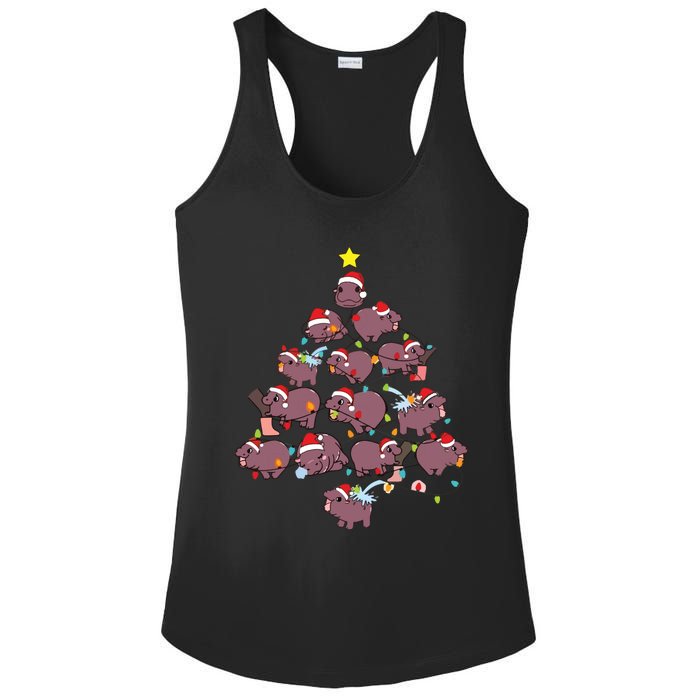 Moo Deng Christmas Tree Ladies PosiCharge Competitor Racerback Tank