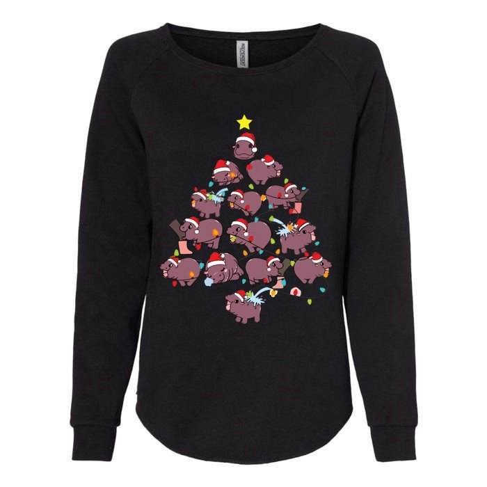 Moo Deng Christmas Tree Womens California Wash Sweatshirt