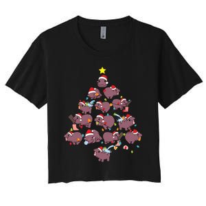 Moo Deng Christmas Tree Women's Crop Top Tee