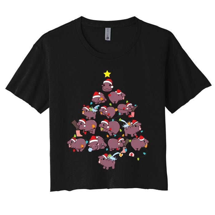 Moo Deng Christmas Tree Women's Crop Top Tee