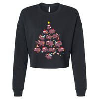 Moo Deng Christmas Tree Cropped Pullover Crew