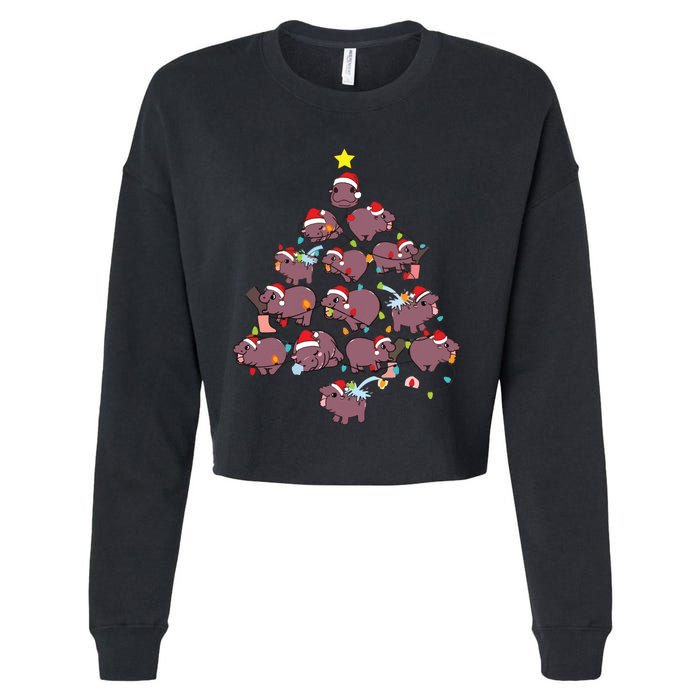 Moo Deng Christmas Tree Cropped Pullover Crew