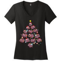 Moo Deng Christmas Tree Women's V-Neck T-Shirt