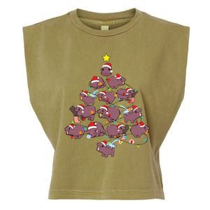 Moo Deng Christmas Tree Garment-Dyed Women's Muscle Tee