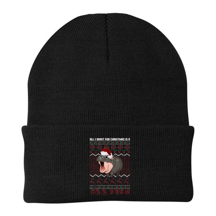 Moo Deng Christmas All I Want For Christmas Is A Moo Deng Knit Cap Winter Beanie