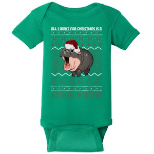 Moo Deng Christmas All I Want For Christmas Is A Moo Deng Baby Bodysuit