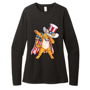 Meowica Dabbing Cat Uncle Sam 4th Of July Womens CVC Long Sleeve Shirt