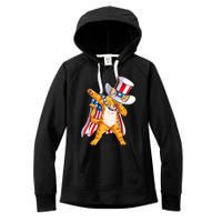 Meowica Dabbing Cat Uncle Sam 4th Of July Women's Fleece Hoodie