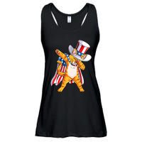 Meowica Dabbing Cat Uncle Sam 4th Of July Ladies Essential Flowy Tank