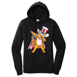 Meowica Dabbing Cat Uncle Sam 4th Of July Women's Pullover Hoodie