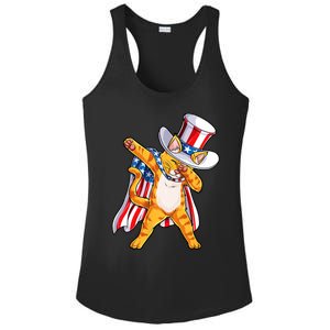 Meowica Dabbing Cat Uncle Sam 4th Of July Ladies PosiCharge Competitor Racerback Tank