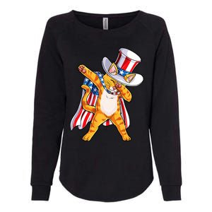 Meowica Dabbing Cat Uncle Sam 4th Of July Womens California Wash Sweatshirt