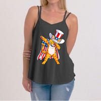 Meowica Dabbing Cat Uncle Sam 4th Of July Women's Strappy Tank