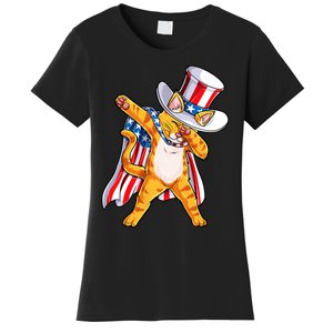 Meowica Dabbing Cat Uncle Sam 4th Of July Women's T-Shirt