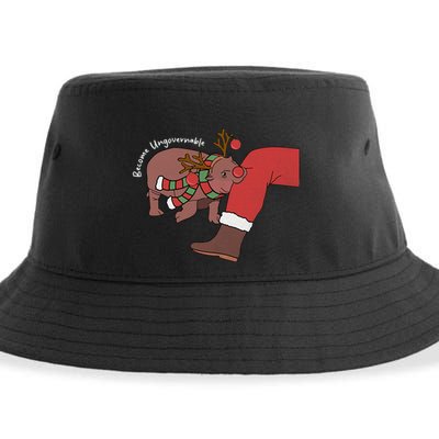 Moo Deng Christmas Become Ungovernable Sustainable Bucket Hat