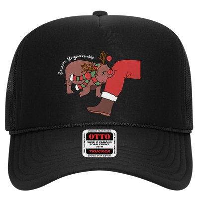 Moo Deng Christmas Become Ungovernable Trucker Hat