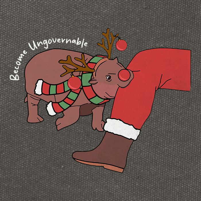 Moo Deng Christmas Become Ungovernable Cotton Canvas Backpack