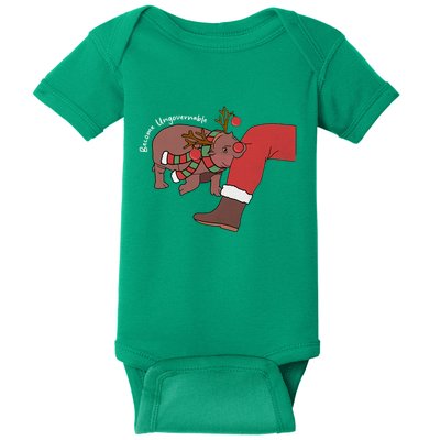 Moo Deng Christmas Become Ungovernable Baby Bodysuit
