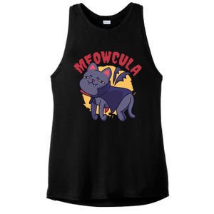 Meow Dracula Cat Cartoon Ladies PosiCharge Tri-Blend Wicking Tank