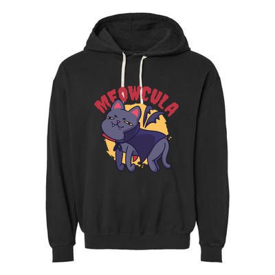 Meow Dracula Cat Cartoon Garment-Dyed Fleece Hoodie