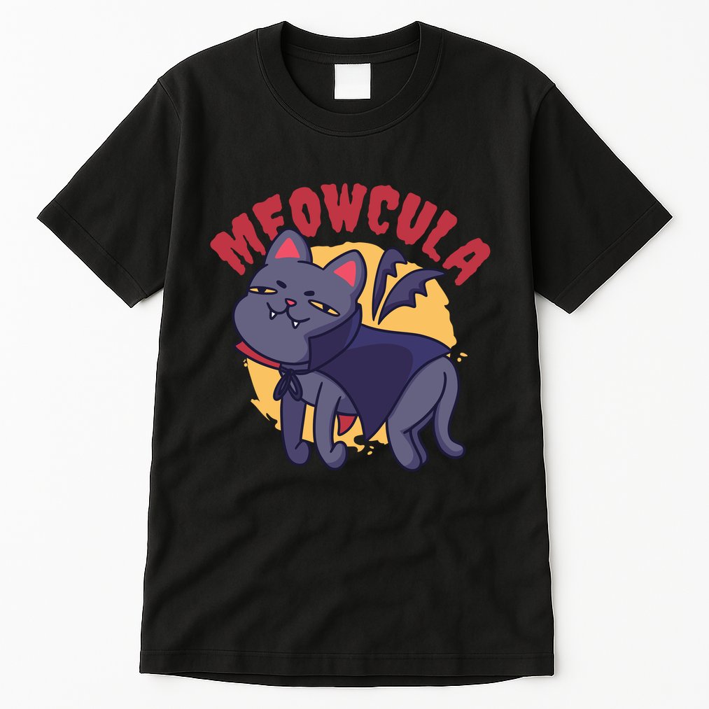 Meow Dracula Cat Cartoon Tall T-Shirt