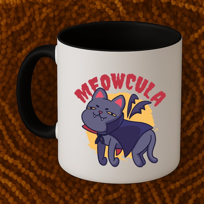 Meow Dracula Cat Cartoon Mug