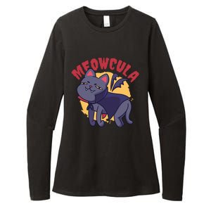 Meow Dracula Cat Cartoon Womens CVC Long Sleeve Shirt