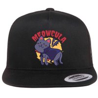 Meow Dracula Cat Cartoon Flat Bill Trucker Hat