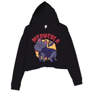 Meow Dracula Cat Cartoon Crop Fleece Hoodie