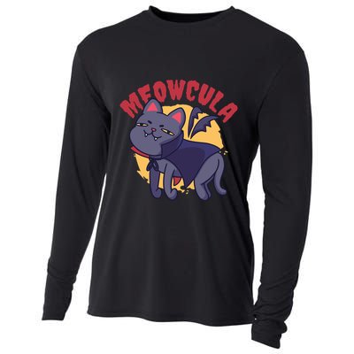 Meow Dracula Cat Cartoon Cooling Performance Long Sleeve Crew