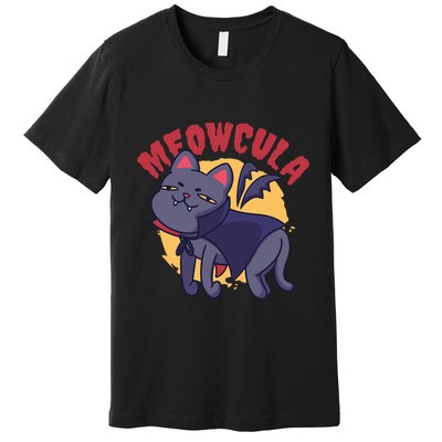 Meow Dracula Cat Cartoon Premium T-Shirt