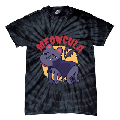 Meow Dracula Cat Cartoon Tie-Dye T-Shirt
