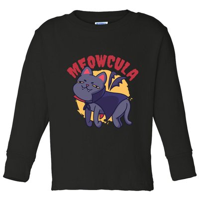Meow Dracula Cat Cartoon Toddler Long Sleeve Shirt
