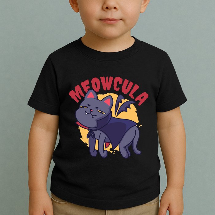 Meow Dracula Cat Cartoon Toddler T-Shirt