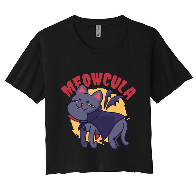 Meow Dracula Cat Cartoon Crop Top