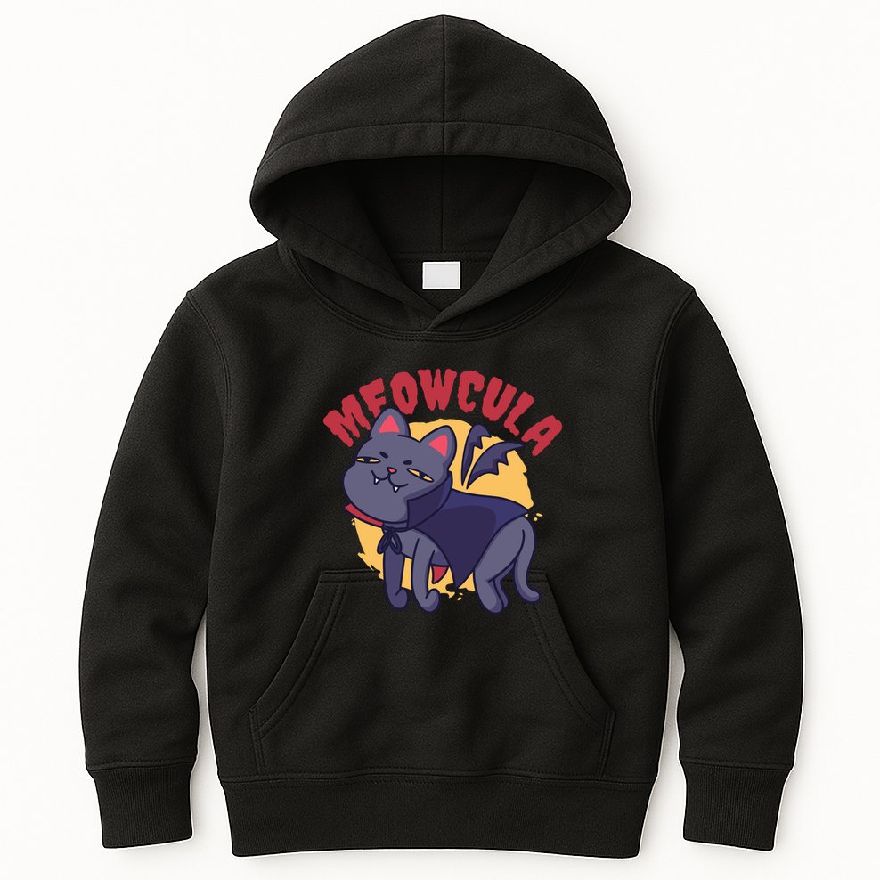 Meow Dracula Cat Cartoon Kids Hoodie