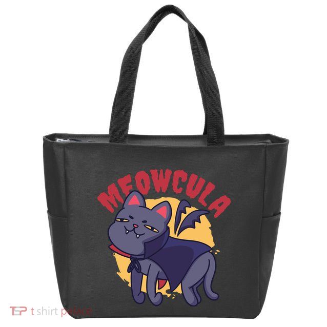 Meow Dracula Cat Cartoon Zip Tote Bag